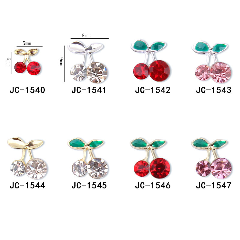 Cross-border hot nail jewelry wholesale oil Cherry alloy Diamond summer cute small fresh super flash nail Diamond