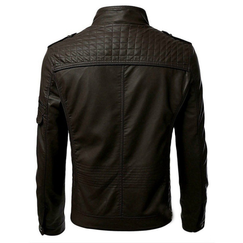 Cross-border supply 2022 winter foreign trade new leisure foreign trade leather men's European stitching collar jacket coat P100