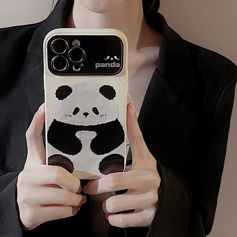 Black and white panda suitable for Apple 14promax mobile phone case iphone15 all-inclusive 11 fun 12 generation 13 Huawei