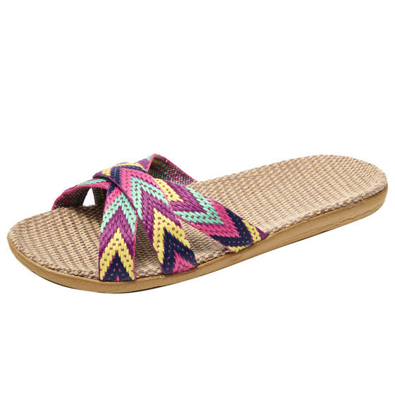 Summer new sandals and slippers linen slippers women's home breathable household couples indoor mute light slippers wholesale