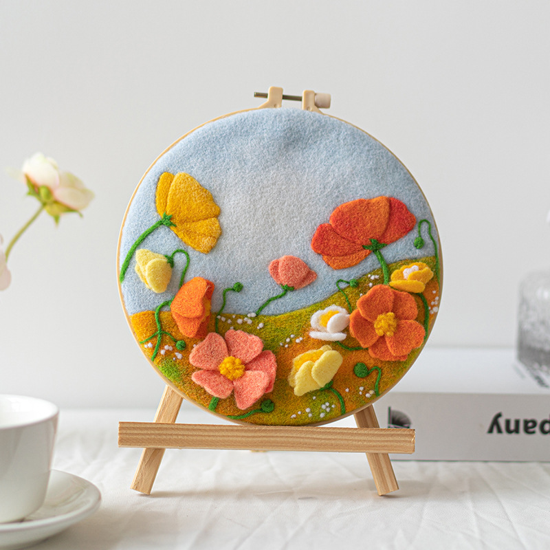 Landscape Painting Wool Felt Poke Poke Photo Frame Material Bag Handmade diy Home Hanging Painting Ornaments Couple Making Gift