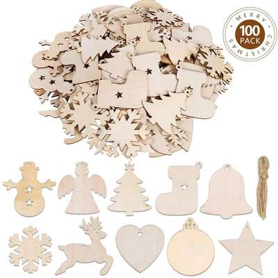 Wooden Crafts creative Christmas tree pendant carved wood holiday party decoration tag home decoration props