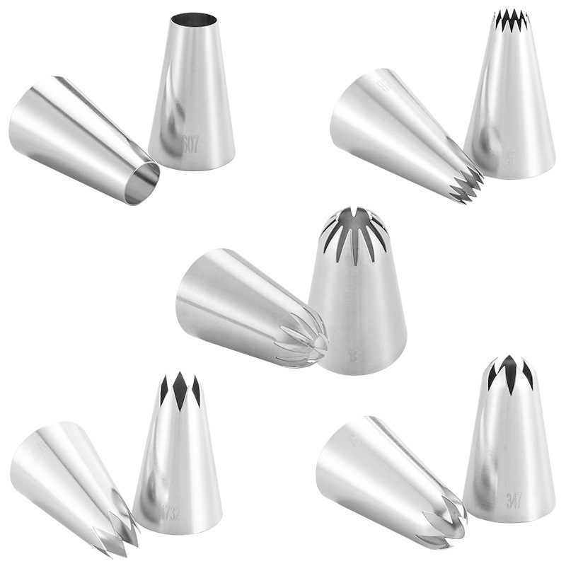 304 stainless steel decorating nozzle 5 pcsset large seamless cake cookie cream nozzle baking decorating tool