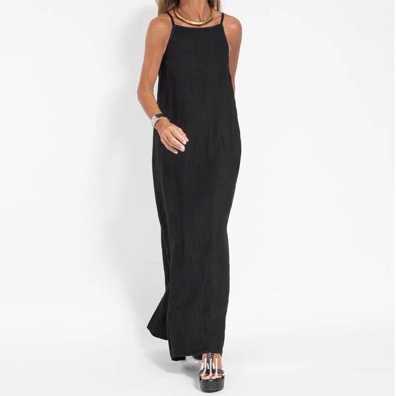 2024 Europe and the United States new cross-border wish ebay independent station fashion casual cotton and linen split sling dress