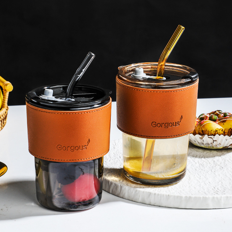 Slub Cup Suction Cup Women's Cute Suction Cup Coffee Cup Portable Cup ins-style High-value Creative Cup with Lid