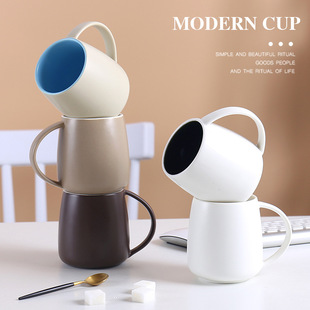Water Cup Ceramic Mug Creative Cup with Handle Office Simple Couple Water Cup Large Capacity Meeting Cup