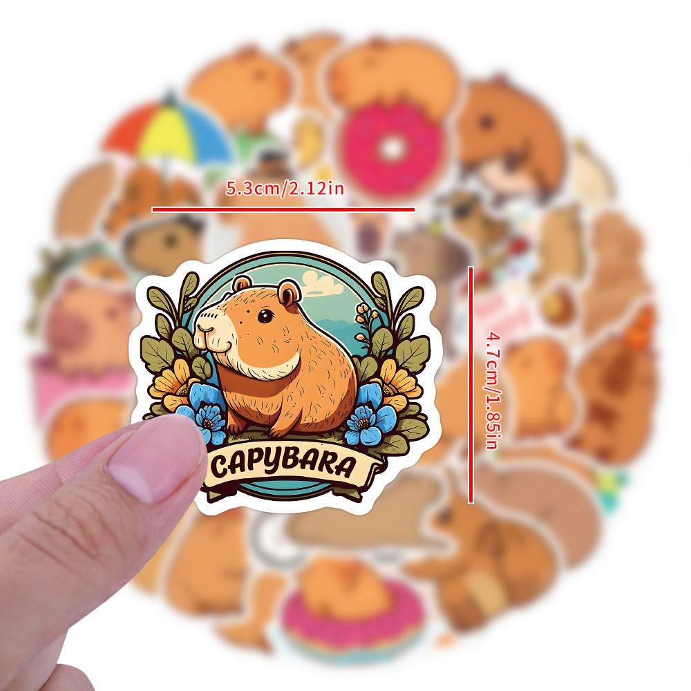 60 cartoon Capybara Capybara graffiti stickers children's DIY skateboard luggage mobile phone waterproof stickers