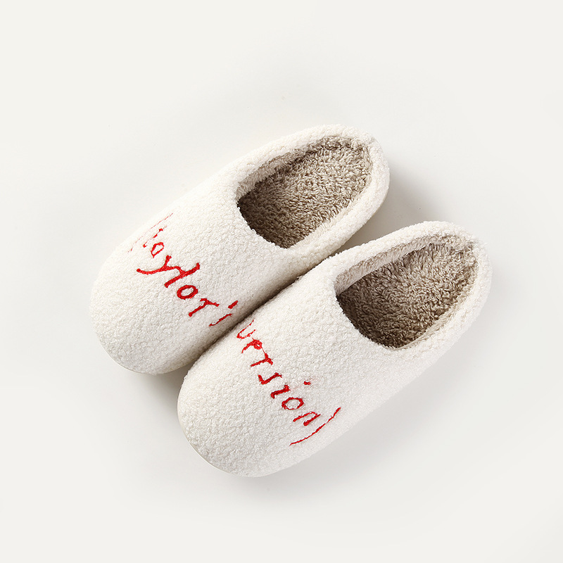 New Taylor font cartoon warm winter cotton slippers couple men and women thick bottom soft sole shoes thickened non-slip