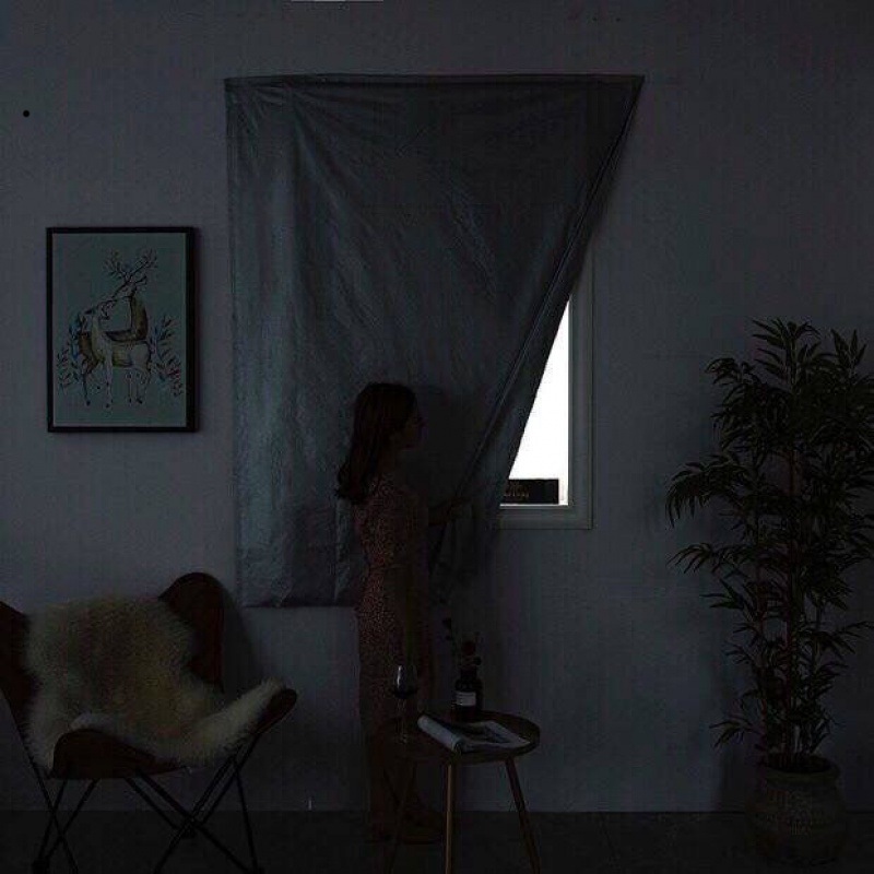 Blind Curtain Cloth Non-perforated Self-adhesive Bedroom Household Velcro Shade Cloth Simple Curtain for Dormitory Rental Room