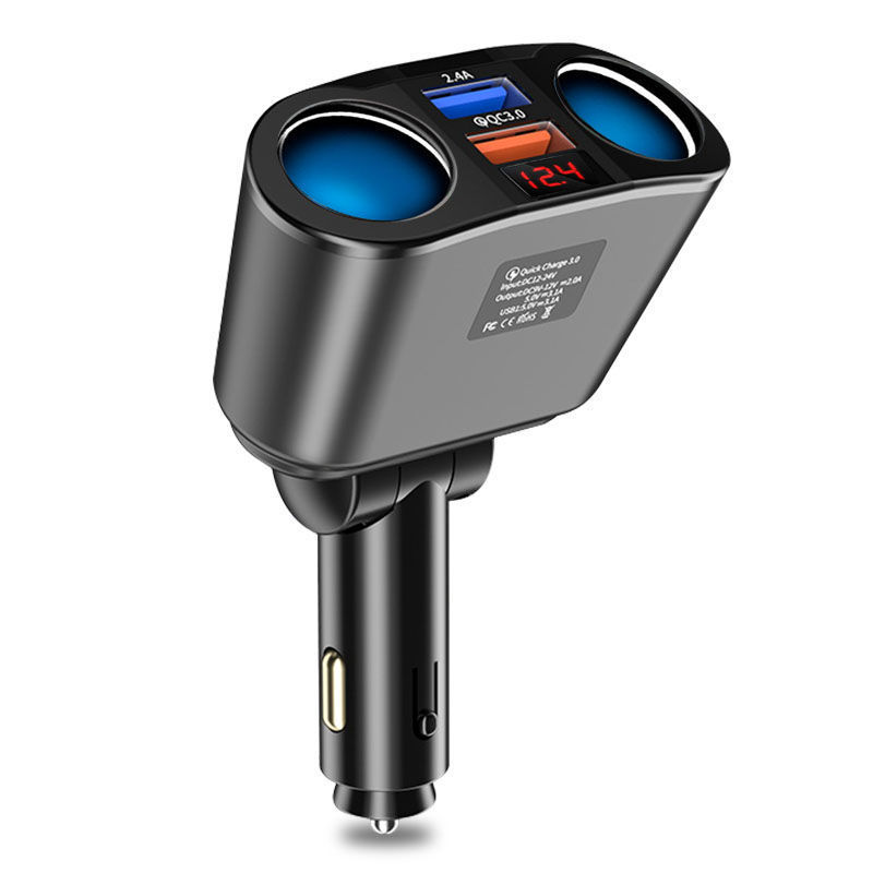 Car Charger Super Fast Charge One-on-Three Cigarette Charger MP3 Bluetooth Mobile Phone Digital Display Car Supplies