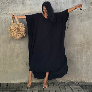 Beach Blouse Man Cotton solid color loose holiday robe bikini sunscreen cross border Amazon 21087