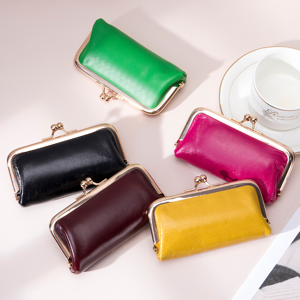 New Genuine Leather Creative Coin Purse Women's Fashion Storage Coin Bag Mini Red Envelope Clip Bag Small and Exquisite
