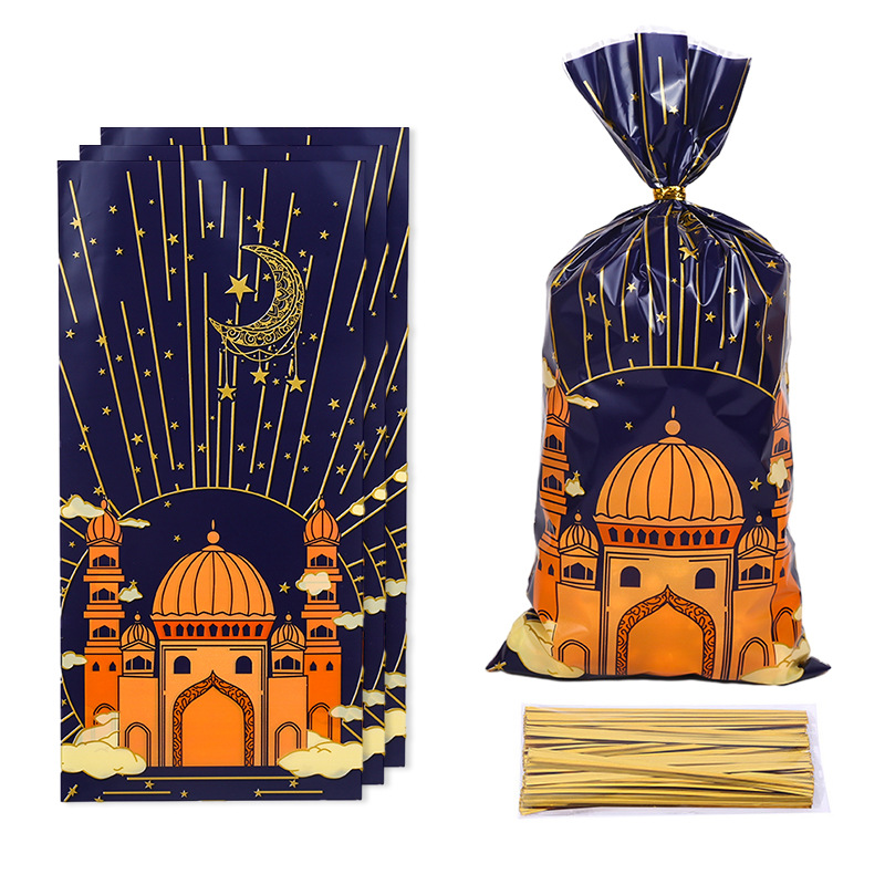 Cross-border in stock OPP flat pocket Moon Castle color printing bag holiday party gift bag cellophane candy bag