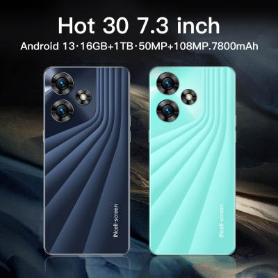 New cross-border Hot30 4G Android 3+64G smartphone real fingerprint unlock mobile phone 7.3 inch large screen