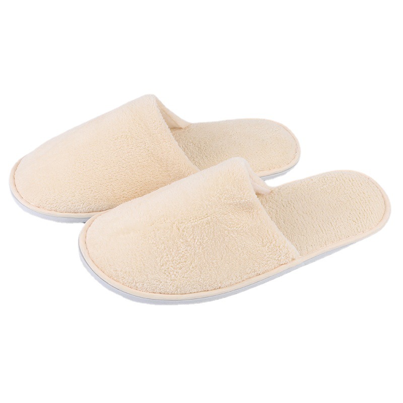 Five-star hotel home-use disposable slippers for guests coral fleece slippers wholesale winter thick bottom non-slip