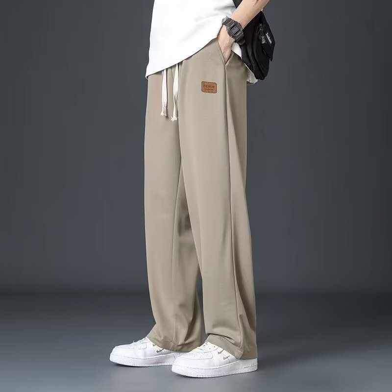 Ice Silk Pendant Summer Thin Wide-leg Pants Men's Loose Straight Pendant Pants Casual Trousers Quick-drying Pants