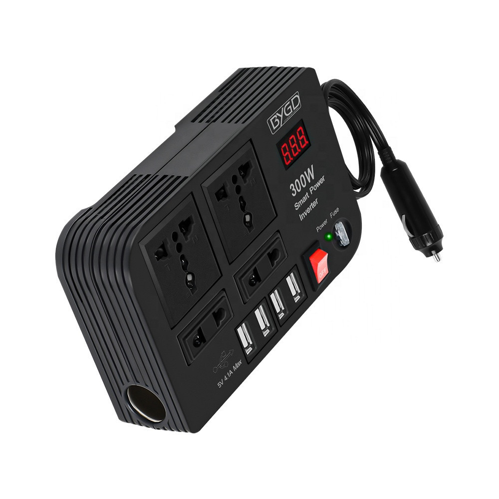 外贸汽车12V300W车载逆变器AC220V电源转换器车载电器逆变变压器