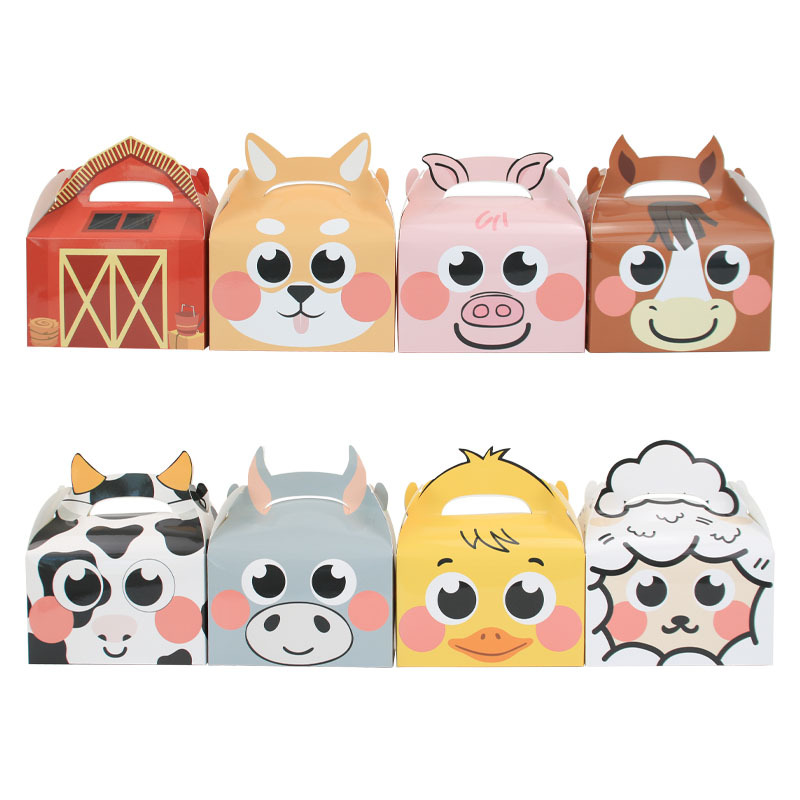 New Animal Portable Box Large Cake Box Farm Small Animal Hand Candy Box Square Bottom West Point Box
