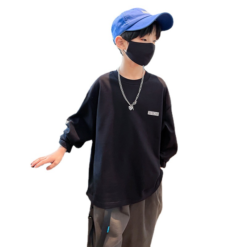 Boys' Long Sleeve T-Shirt Spring and Autumn 2023 New Style Thin Children's Autumn Base Shirt Fried Street Big Boy's Top Autumn