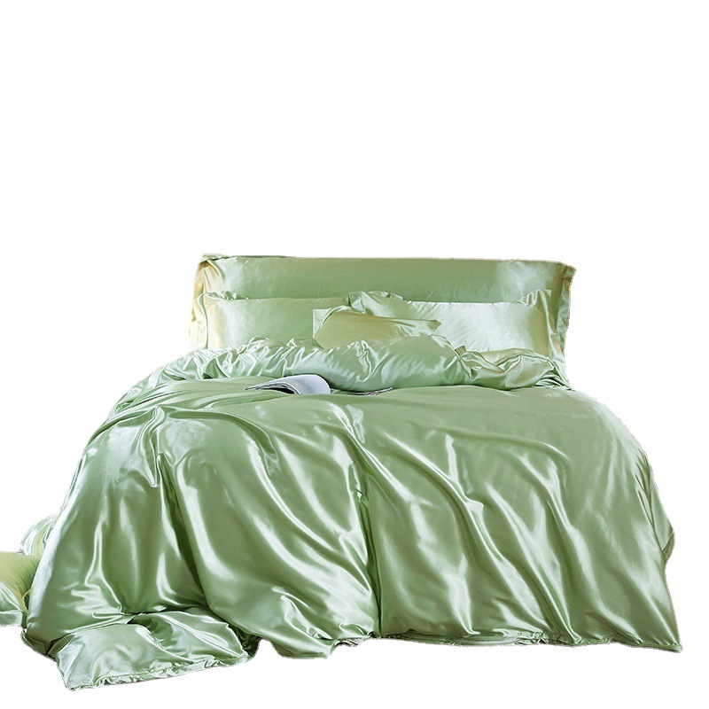 Satin imitation silk bedding AliExpress outer code Amazon cross-border European and American home textile quilt cover pillowcase three-piece set