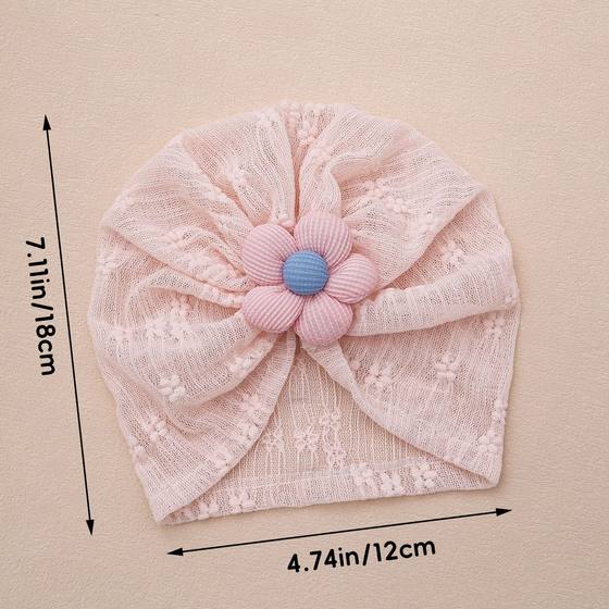 Cross-border new children's head jewelry European and American baby breathable mesh gauze hat baby five-petal flower fetal cap manufacturers wholesale