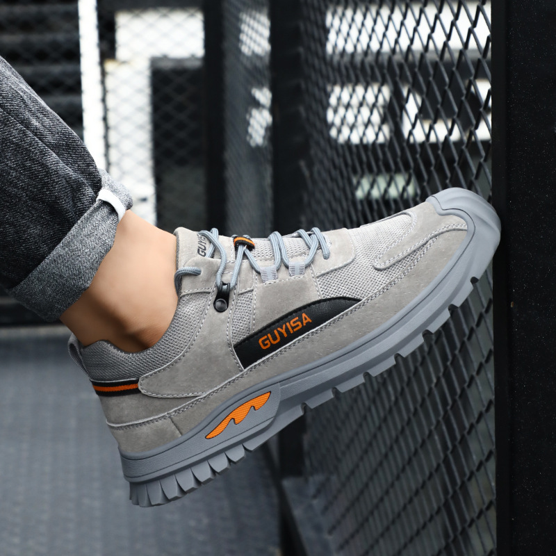 Wear-resistant labor protection shoes four seasons men's anti-smashing anti-piercing steel toe-wrap comfortable soft bottom safety shoes site protective shoes wholesale