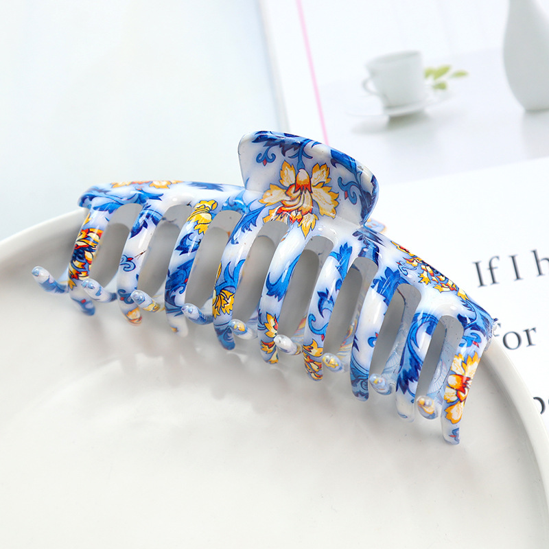 European and American fashion hair accessories splash ink keel clip horsetail hair claw back head disc hair top clip Amazon foreign trade hot sale