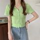Summer New Arrival Hollow-Out Knitwear Short Short-Sleeved Sweet Cute V-Neck Small Cardigan Slim-Fit Slimming Top Women's Trendy