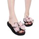 Summer Slippers Women's Bow Slippers High Heel Slippers Fashion Wedge Thick Sole Seaside Beach Shoes