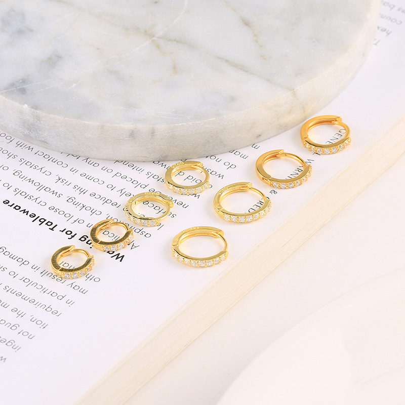 Unilateral Diamond Small Ear Ring Earrings Earrings 5 to 9mm Gold Silver Rose Gold Ear Buckle Ear Jewelry Wholesale