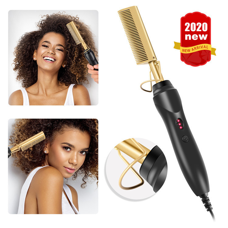 Cross-border New Wet and Dry Dual-use Copper Comb Straight Hair Curling Rod Household Curling Straight Multifunctional Bangs Electric Comb