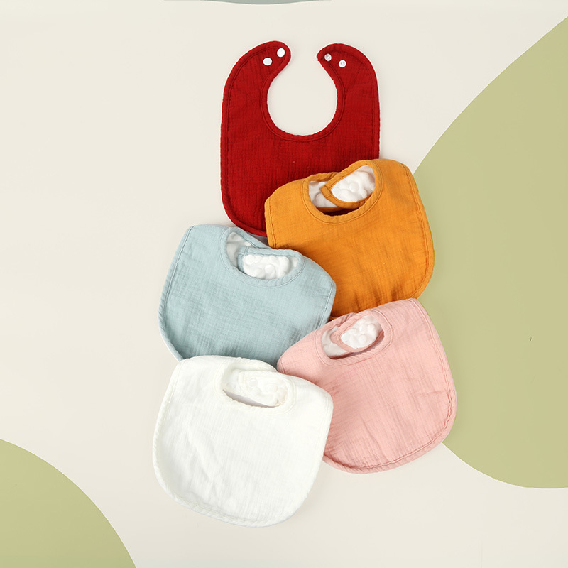 Amazon cross-border baby cotton gauze bib saliva towel waterproof men's and women's scarf children autumn and winter days peas velvet