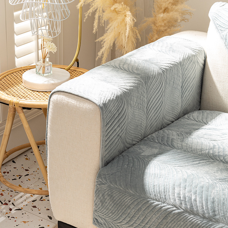 Plush sofa cushion winter thickened non-slip sofa cover cloth all-inclusive sofa cover anti-cat claw cushion manufacturers wholesale