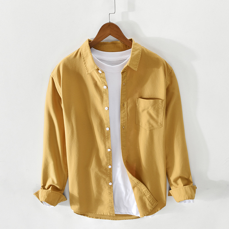 New Japanese men's Oxford cloth breathable cotton literary loose long sleeve men's shirt a generation of 749
