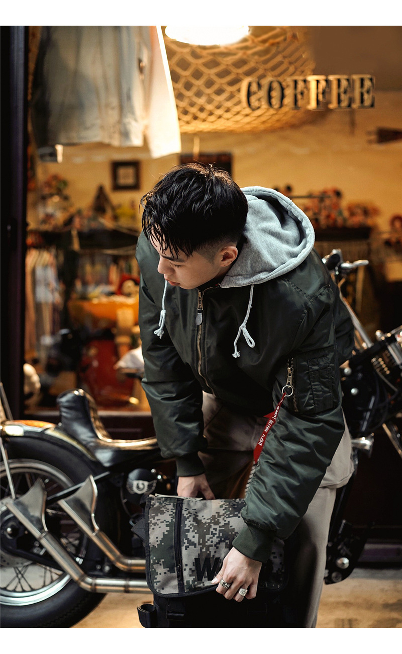 Norman Longmei workwear winter hooded pilot jacket oversized men's cotton-padded coat non-ironing student coat