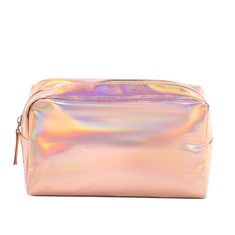 New solid color laser cosmetic bag ins style portable travel wash storage bag makeup activities gift bag wholesale