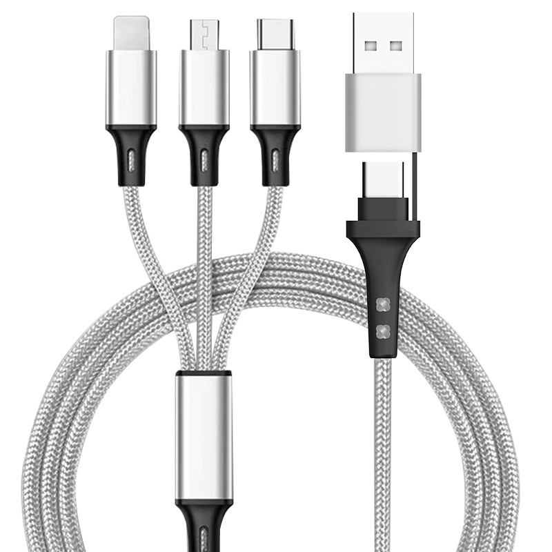 PD two-to-three data cable USB to type-c revolution to three-in-one car charging cable multi-purpose mobile phone charging cable