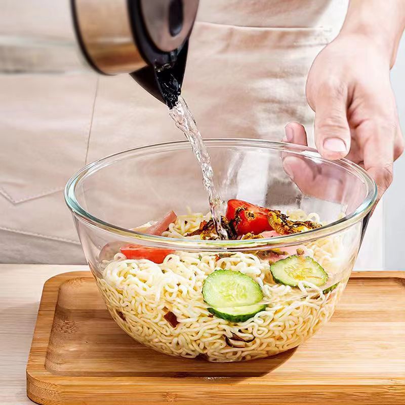 High Temperature Resistant Transparent Glass Bowl Thickened and Basin High Borosilicate Glass Household Large Salad Bowl for Microwave Oven