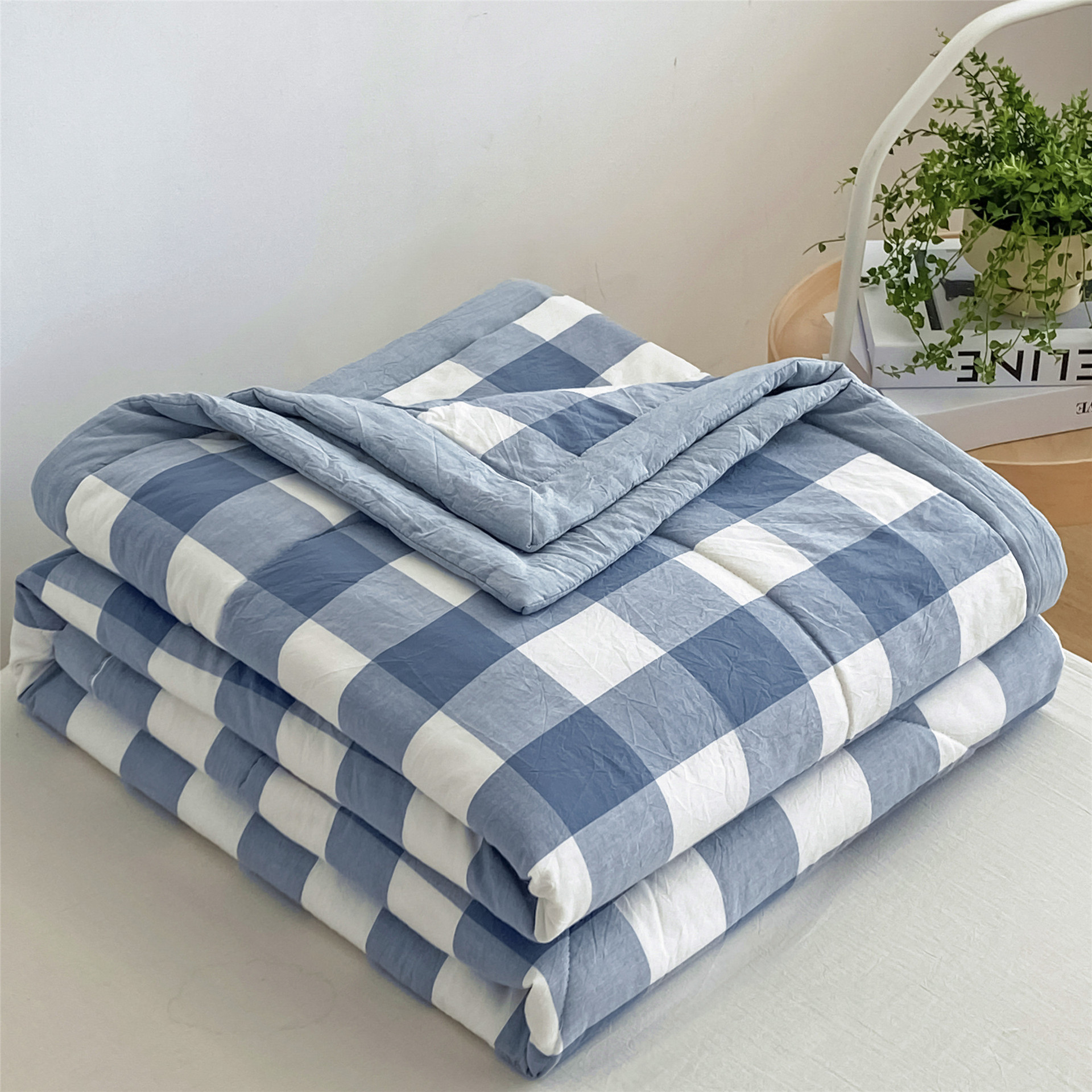 Pure Cotton Summer Quilt Washed Cotton Air-conditioning Quilt 100 Pure Cotton Summer Quilt Student Dormitory Double Thin Quilt Children's Summer Quilt