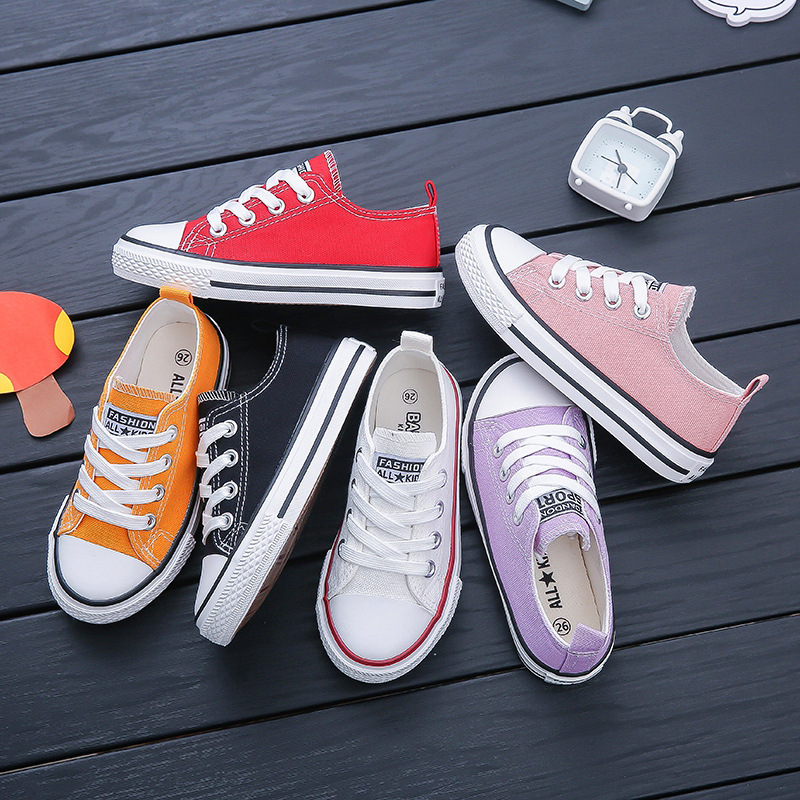 Wholesale parent shoes boys and girls lace small white children's casual canvas shoes baby skate shoes sneakers 2024