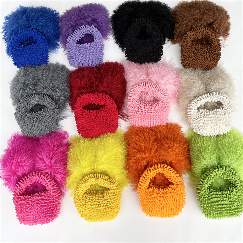 Autumn and winter New mop plush handbag candy color lunch box bag cute fashion cotton candy hand small square bag