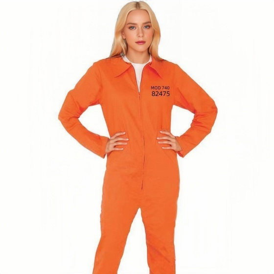 Halloween cos prisoner costume play suit prisoner suit prison uniform prisoner suit orange conjoined prisoner suit