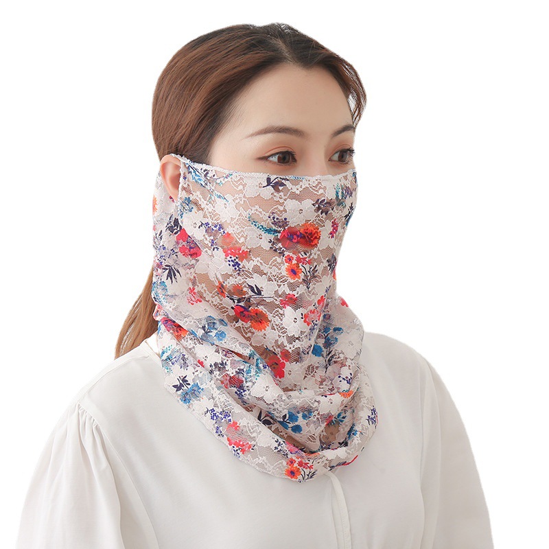 Lace Scarf Scarf Women's Pullover Sunscreen Small Silk Scarf Fake Collar for Cervical Spine Protection Korean-style Multi-functional Breathable Thin