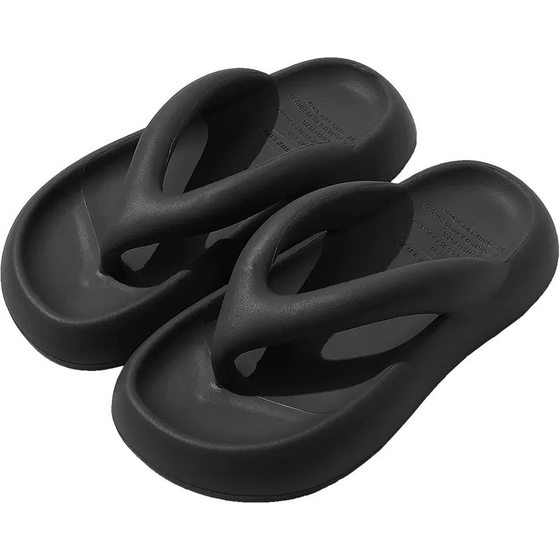 2024 New Shit-feeling Flip Flops Summer Women's Fashionable Internet Popular Ins Thick Bottom Non-slip Beach Shoes for Outer Wear Wholesale