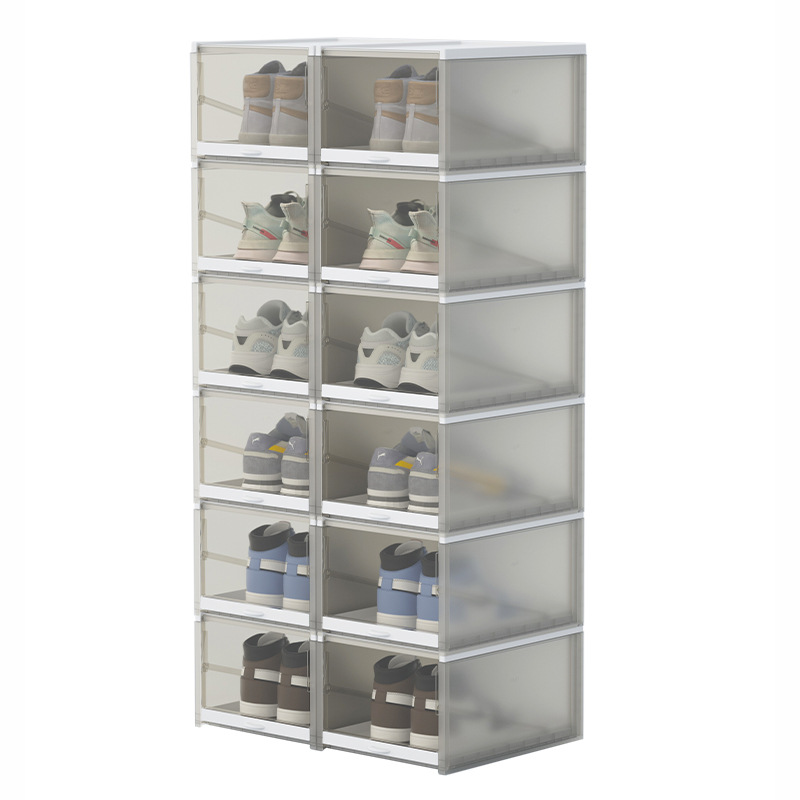 pp Thickened Transparent Shoe Box Drawer Type Plastic Flip Cover Dustproof AJ Sports Shoe Storage Box Shoe Combination Shoe Cabinet Batch