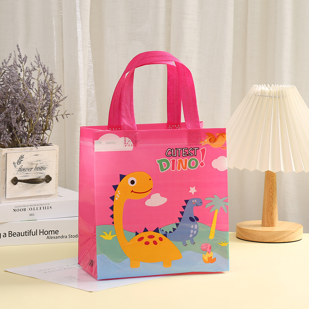 Non-woven cartoon dinosaur tote bag printed logo take-out packaging bag birthday gift shopping bag gift bag batch