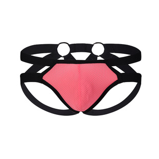 Low waist stretch men's thong breathable hollow sexy underwear European and American U convex color matching Ice Silk sexy underwear men