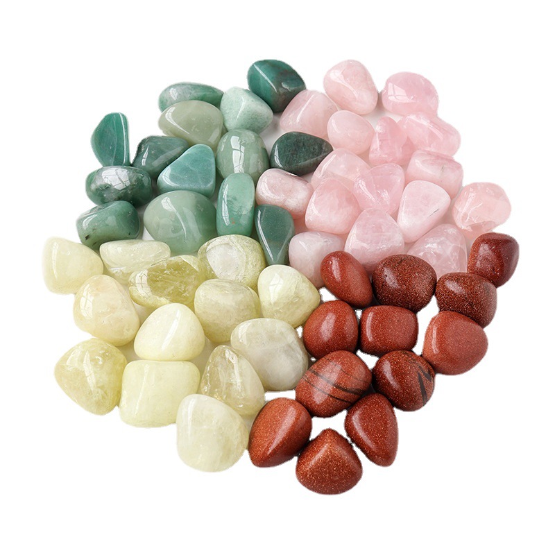 Crystal large particle polished Rolling Stone pink crystal amethyst Tiger Eye Stone Dongling Jade Crystal original stone fragrant stone decoration
