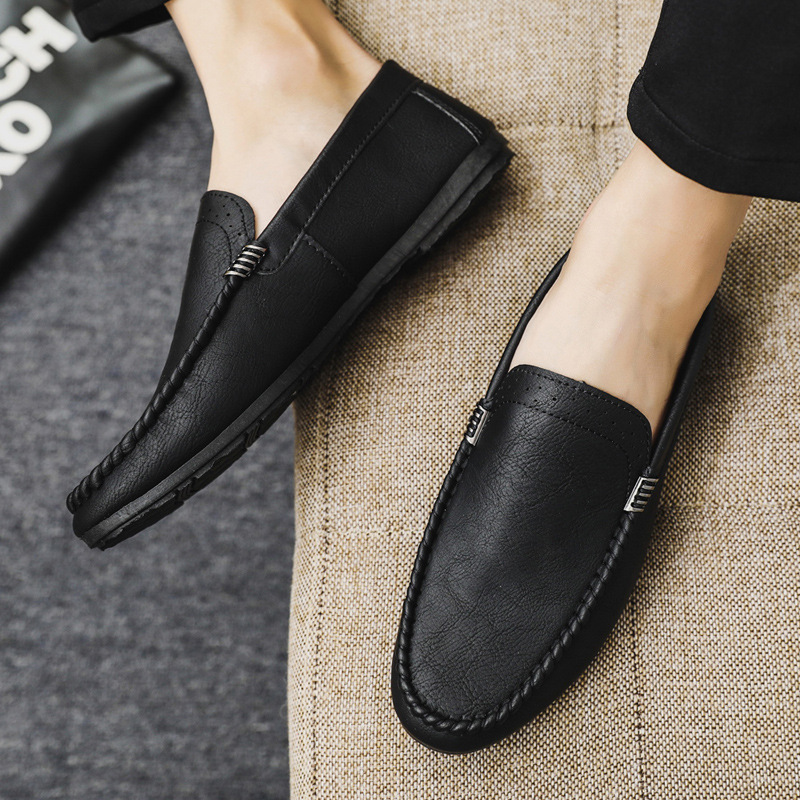 Breathable Spirit Men's Casual Internet Popular Men's Business Soft Leather Men's Shoes Leather Top Simple Style Lefu Shoes Fashion