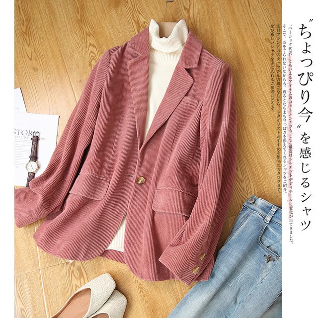 ZOJ casual cotton corduroy suit women's 2024 Spring small suit jacket women's all-match suit women's clothing wholesale